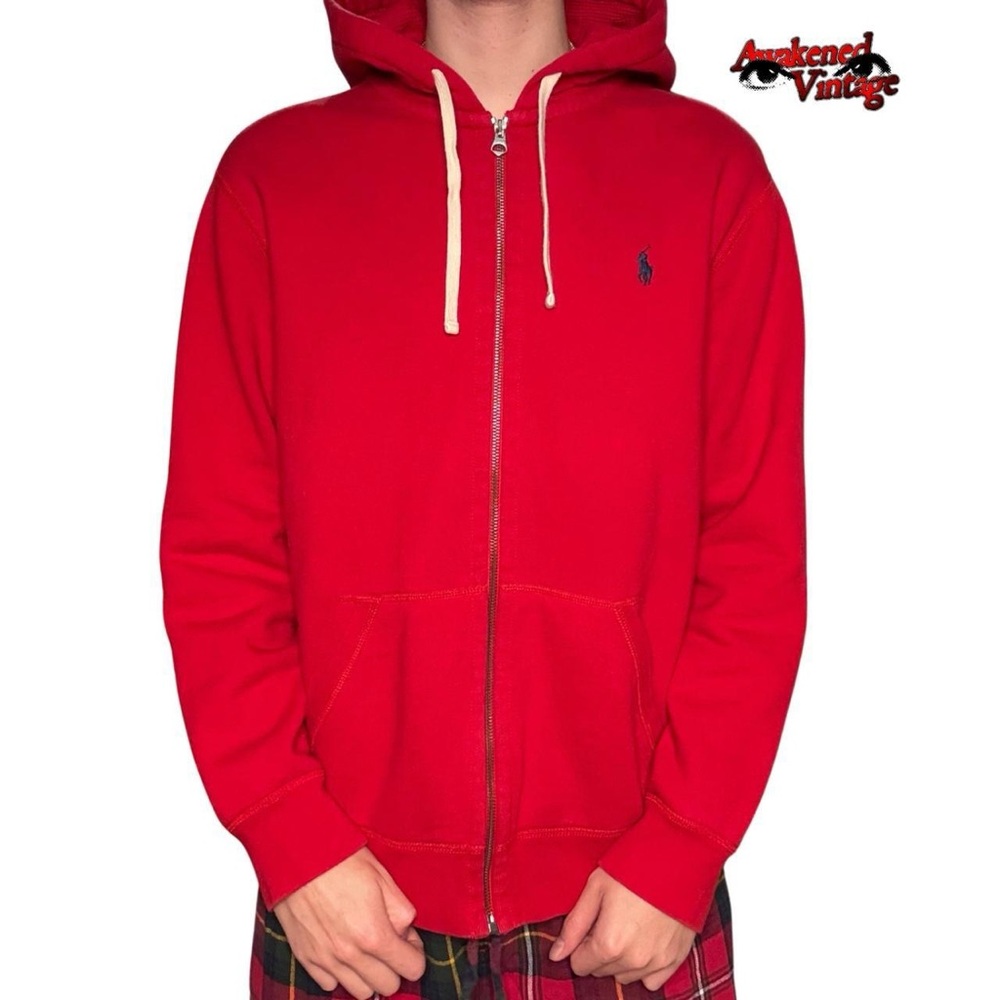 Polo Ralph Lauren red zip-up hoodie size L